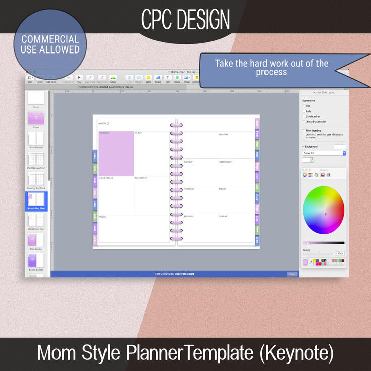 Mom Style Keynote Planner Template, Commercial Use